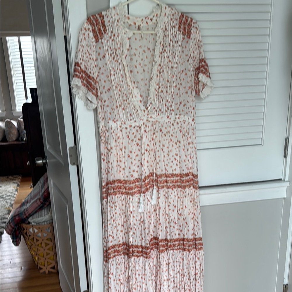 Free People Floral White and Red maxi dress